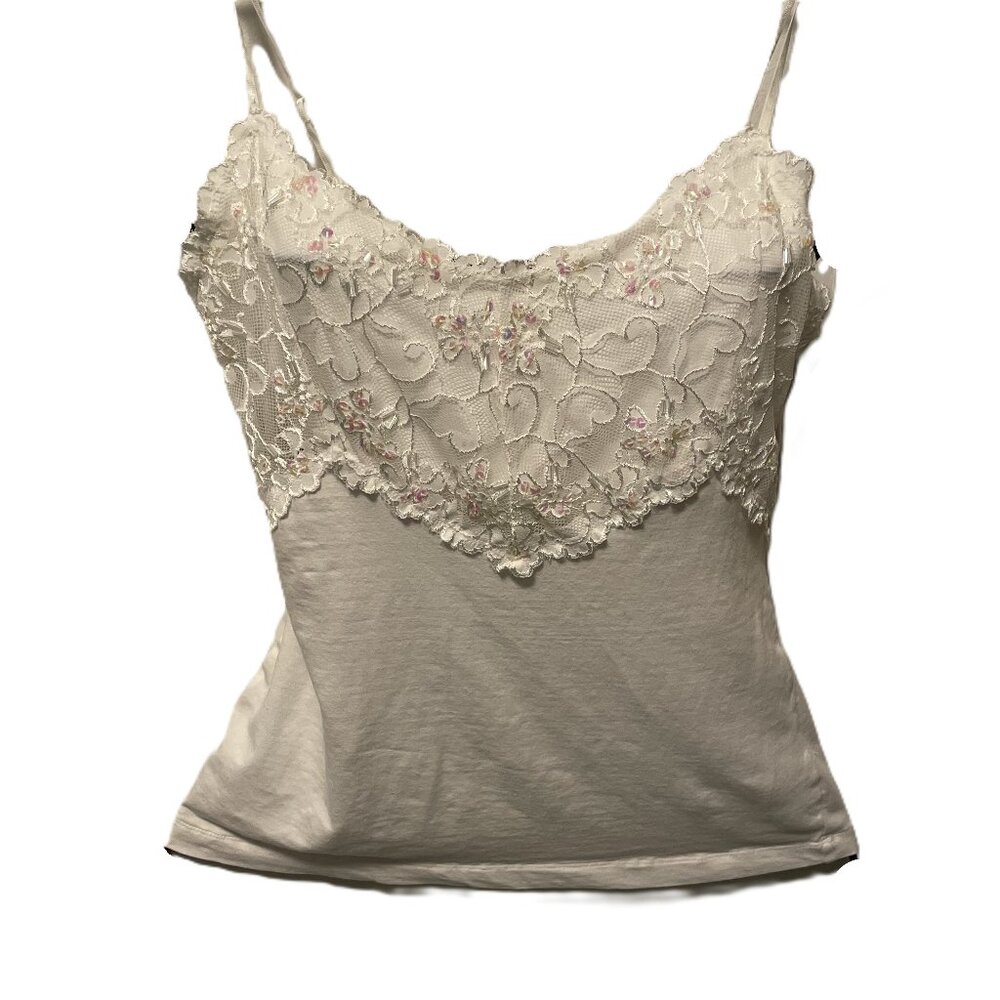 Women's Avenue of the Stars White Camisole Size Large Adjustable Straps